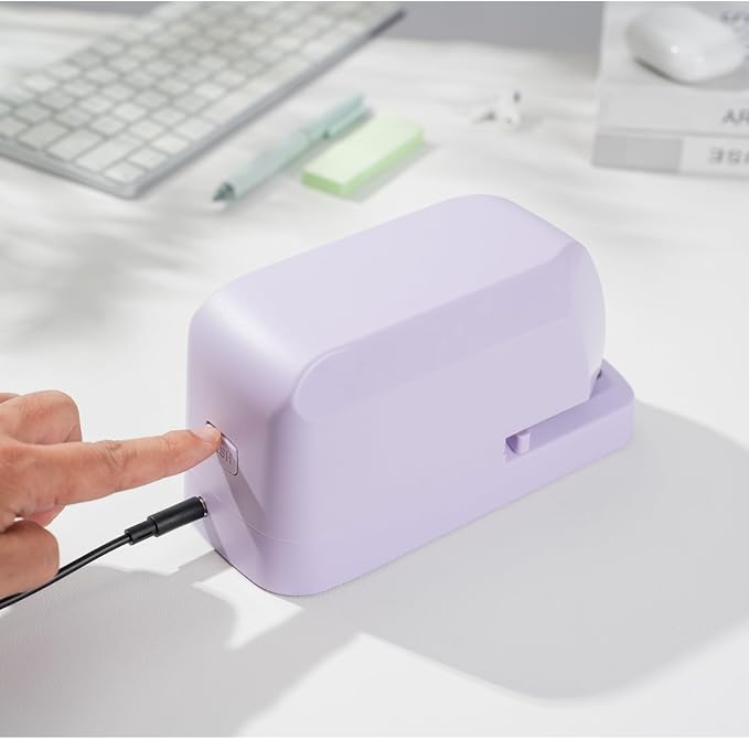 Electric Stapler for Desk, 45 Sheet Capacity Automatic Stapler Desktop, Office Staplers Electric, AC Operated Staplers Heavy Duty Office Use with 1,000 Staples & Staple Remover, Purple