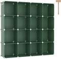 C&AHOME 16 Cube Storage Organizer Cube Shelf Units Storage Cubes, Green | Plastic DIY Closet Organizer, Stackble Modular Closet Storage Shelves Ideal for Home, Bedroom, 48.4" L × 12.4" W × 48.4" H
