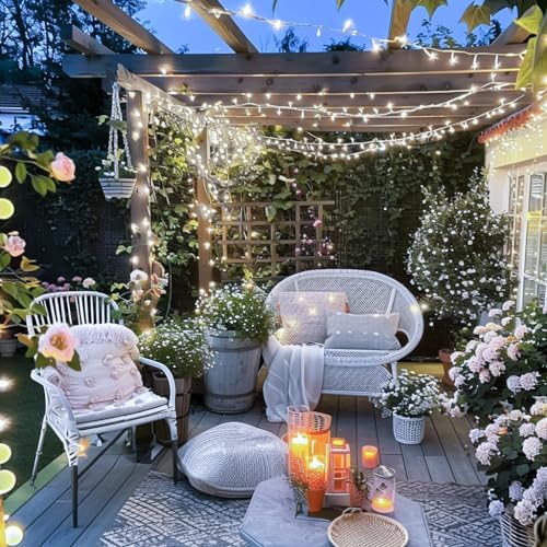 JMEXSUSS 150 LED Connectable White Christmas Lights Indoor for Bedroom