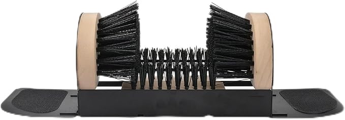 Outdoor Shoe Brush Boot Scrubber Cleaner Wiper with Rectangular Hollow Center Frame and Stable Base for Debris Removal Side top Bottom bristles, with Pedal