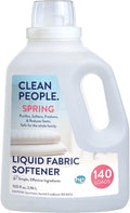 Clean People All Natural Liquid Fabric Softener - Plant-Based, Eco Friendly - Naturally Softens & Removes Static Cling - Vegan - Spring Scented Laundry Softener - 100 fl oz - 140 loads