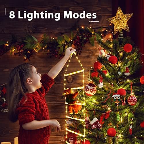Toodour LED Christmas Light - 2.5FT Christmas Decorative Ladder Lights with Santa Claus, Xmas Decorations Light for Indoor Outdoor, Window, Garden, Home, Wall, Xmas Tree Decor - Warm White