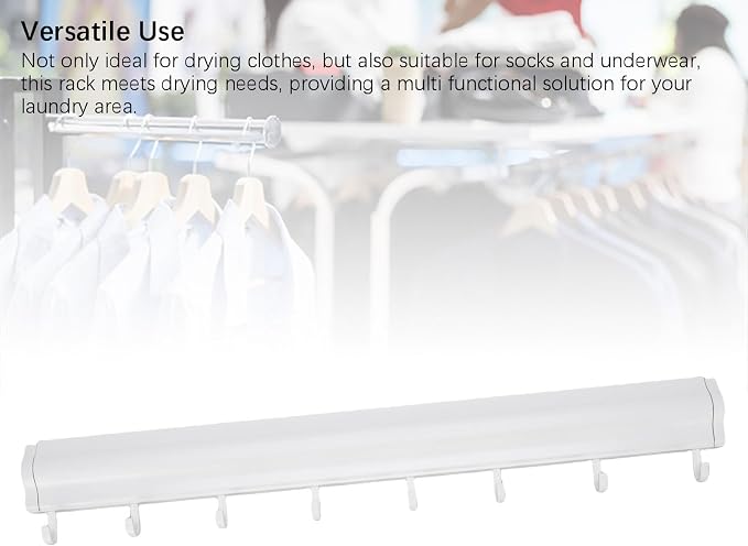 23.6 Inch Wall Mounted Clothes Drying Rack Retractable Laundry Mesh Net for Laundry Room Bathroom Grey (White)