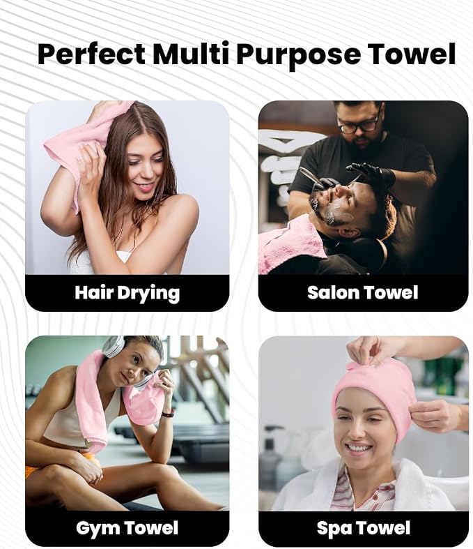 Avalon Towels Salon Towel - Pink Hand Towels Bulk Pack of 24 - 100% Cotton Absorbent Spa, Facial & Gym Towel for Working Out - 16x27 Inches (Not Bleach Proof)