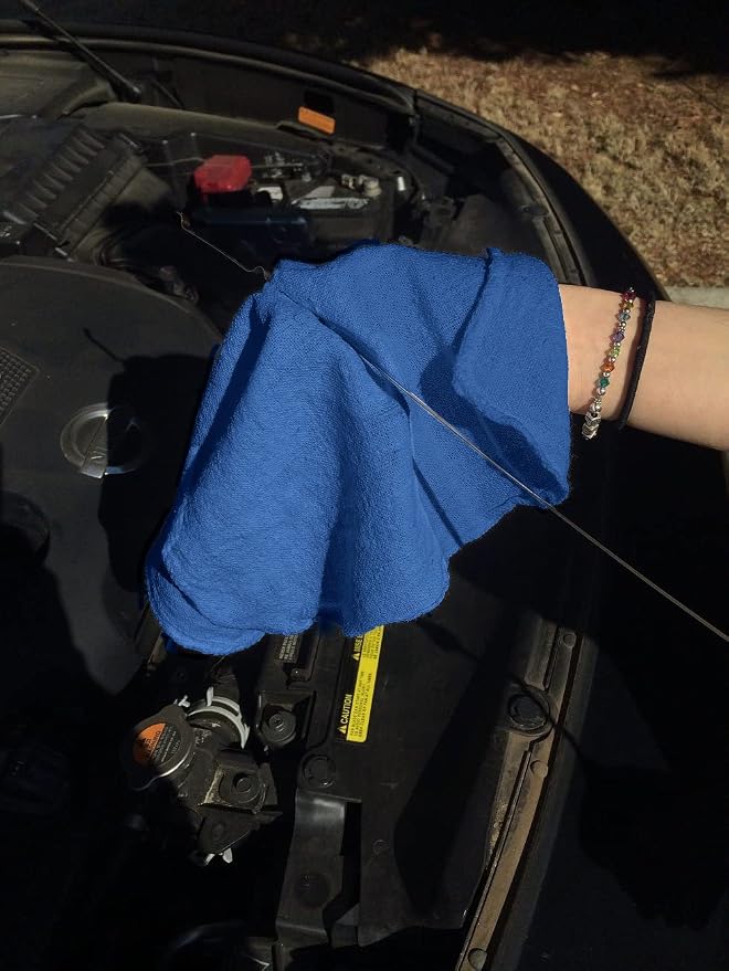 Avalon Towels Cotton Shop Rags – (Pack of 50) Size 12x14 Inches Cleaning Rags – Absorbent Shop Towels and Multipurpose Cleaning Towels for Automobiles, Industries, Garage and Homes (Blue)