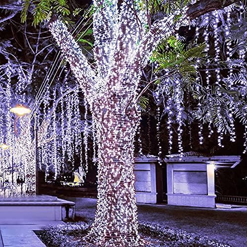 JMEXSUSS 800 LED White Christmas String Outdoor Lights Plug in