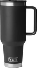 YETI Rambler 40 oz Travel Mug with Flip Straw Lid – Stainless Steel, Vacuum Insulated, Leakproof, Cup Holder Friendly, Black