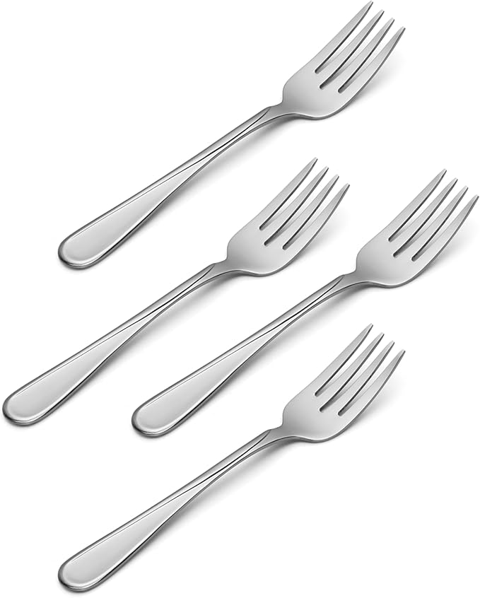 Oneida Silverware Set, Flight Everyday Flatware Salad Forks Set, Service For 4, 18/0 Stainless Steel, 6.65 x 1.04-Inch, Mirror Finish, Dishwasher Safe, Utensils Sets, Salad Fork (Silver, 4 Piece)