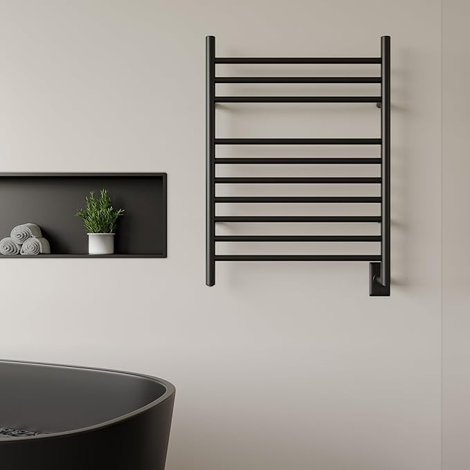 HEATGENE Towel Warmer Wall-Mounted Hardwired Heated Towel Rack Matte Black