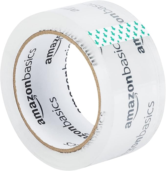 Amazon Basics Packing Tape, Strong & Durable for Moving, Storage, Shipping, Mailing and Sealing, Crystal Clear, 1.88" x 109 Yards, 12-Pack