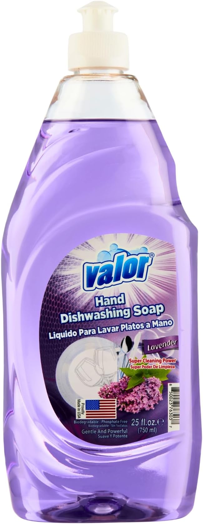 Valor Dishwashing Liquid, 25 fl oz – Dish Soap for Kitchen & Bathroom, Grease-Fighting, Gentle on Hands, Fast Rinse, Eco-Friendly Biodegradable Formula (25 fl oz (Pack of 1), Lavender)