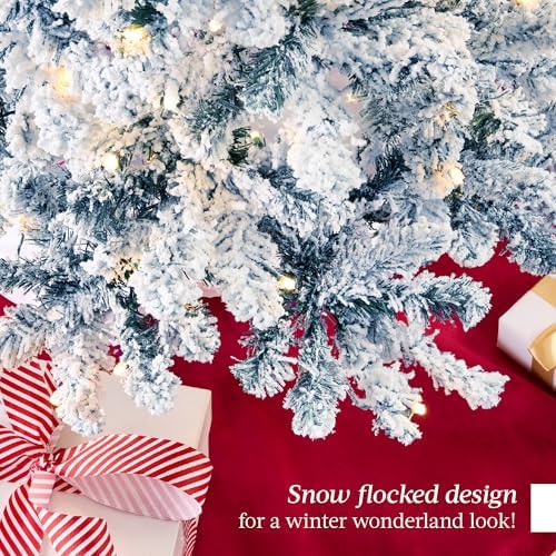 Best Choice Products Pre-Lit Ice Blue Christmas Tree, 4.5ft Artificial Flocked Full Fir Tree, Holiday Decoration w/ 200 Lights, 400 Branch Tips
