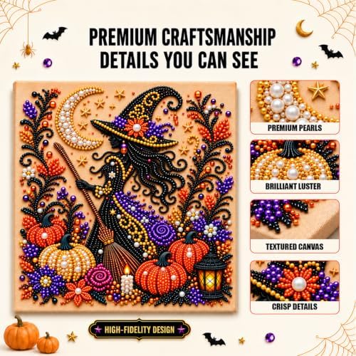 Diamond and Pearl Art Kits for Adults, Halloween Decorations, Framed Decor