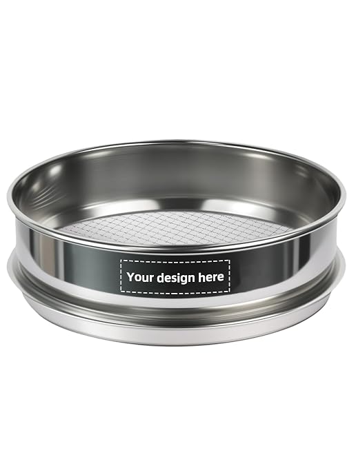 Personalized 8 Inch All 304 Stainless Steel Sieve, Custom Laser Engraved Logo & Text, Available in 42 Mesh Sizes, Professional 20cm Flour Sifter and Kitchen Powder Strainer