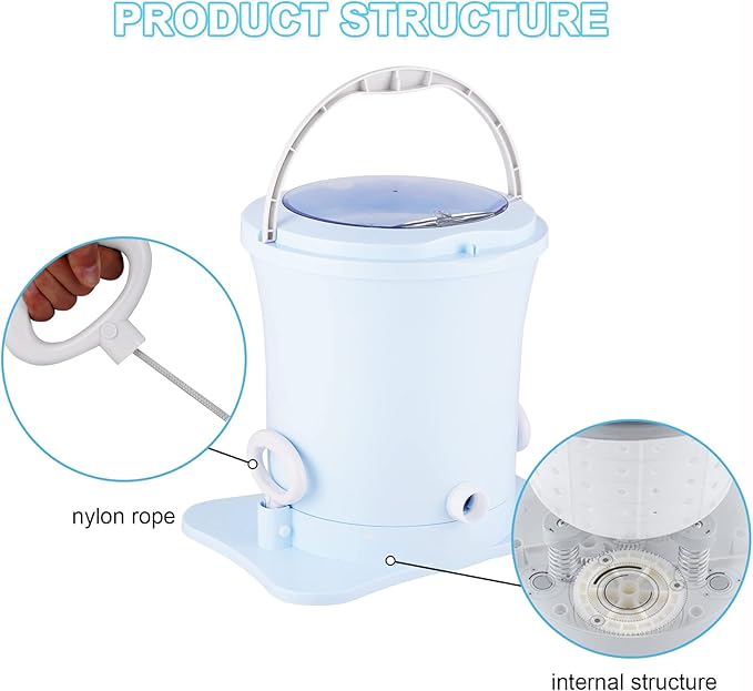 Manual Clothes Dryer Portable Mini Spinner Compact Spin Dryer Non electric Laundry Dryer for RV, Camping, School, Apartment, Dorm (Green)