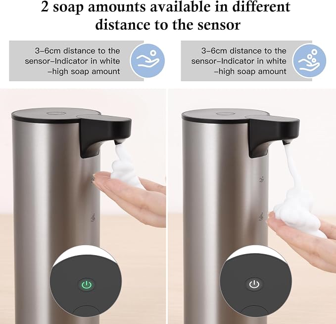 LAOPAO Automatic Soap Dispenser, Rechargeable Stainless Steel Foaming Soap Dispenser Touchless for Bathroom Auto Hand Soap Pump for Kitchen, Xmas Gift,9oz