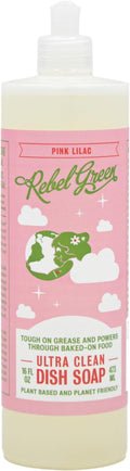 Rebel Green Super Deluxe Dish Soap - Plant-Based Sustainable Dishwashing Soap - Pink Lilac Scent - 16 fl oz - 1 Pack