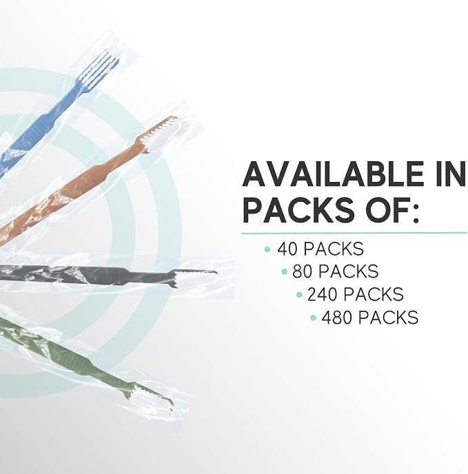 Avistar 240 Prepasted Disposable Toothbrushes Individually Wrapped - Single Use Pre Pasted Disposable Toothbrushes with Toothpaste Built in - Waterless Toothbrush for Travel, Guests, Hotel, & Camping