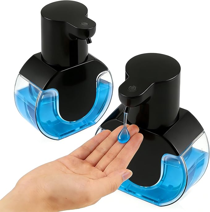 2Pack Automatic Soap Dispenser Touchless,Rechargeable Liquid Soap Dispenser,15oz/420ml Smart Hand Soap Dispensers,4-Level Adjustable, Wall Mount for Bathroom Kitchen Dish Soap,Hands-Free(Black)