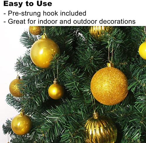 Gold 2.5" Christmas Balls Christmas Tree Decoration Ornaments Shatterproof Hanging Balls for Birthday Halloween Holiday Wedding Decorations Set of 36pcs