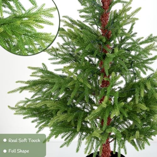 3FT Pre-Lit Artificial Norfolk Pine Christmas Tree, Holiday Décor