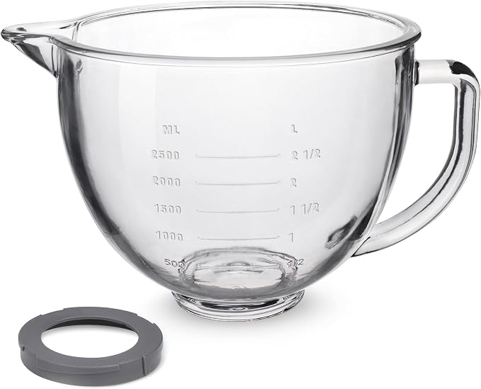 Glass Mixing Bowl 5 QT for KitchenAid 4.5 and 5 Quart Tilt-Head Stand Mixers