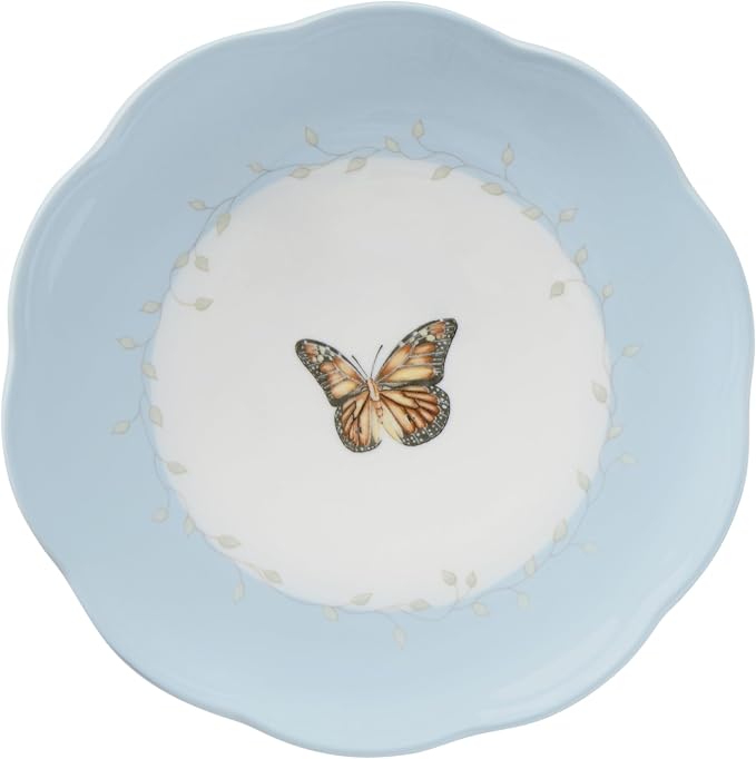 Lenox Butterfly Meadow Porcelain Dessert Plates, 8 Inch, Set of 4 | Dishwasher safe | floral design | kitchen and dining essential, gift for women, dinnerware, plates gift