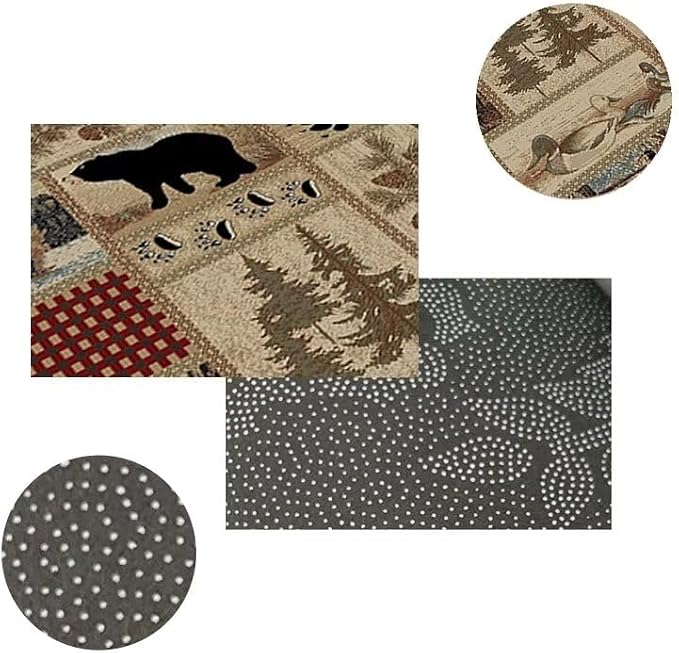 Cabin Moose Deer Rugs 3x5 Feet Rustic Bear Area Rug for Hallway Laundry Room Bathroom Non-Slip Lodge Bear Indoor Decorative Carpet
