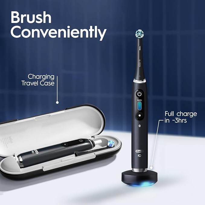 Oral-B Rechargeable Electric Toothbrush, iO9 Genius, 7 Cleaning Modes, Interactive Display, Charging Travel Case, Visible Pressure Sensor, 4 Brush Heads, Rose Quartz