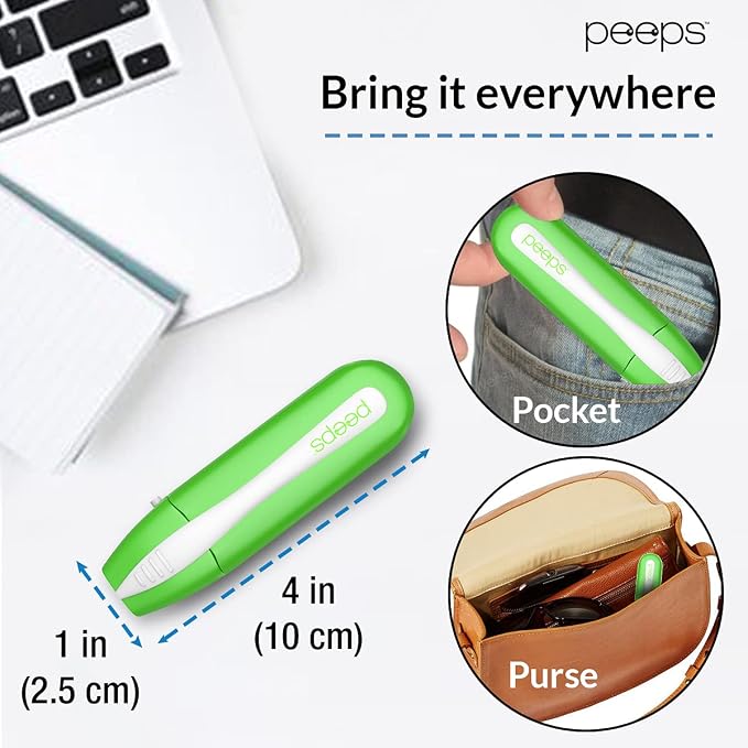 Peeps Glasses Cleaner - for Eyeglasses, Reading Glasses, and More - Lens Cleaner with Carbon Microfiber Tech-Injected Green-2 Count (Pack of 1)
