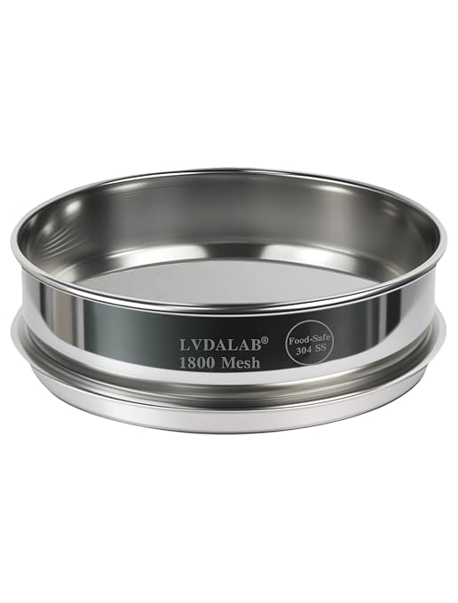 All 304 Stainless Steel 1800 Mesh Test Sieve (0.003mm Aperture), 8 Inch/20cm Diameter, Ultra Fine Micron Filter for Advanced Material Science & Precision Lab Work