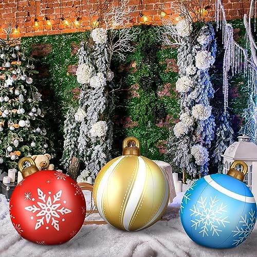 Jetec 4 Pcs Giant Inflatable Christmas Ball, Snowy, Color 4