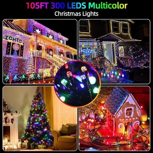 MZD8391 105FT 300LED Christmas Light, Christmas Tree Lights with Music