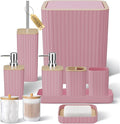 XLHOMO Bathroom Accessories Set - Elegant Pink Bathroom Set, 10PC Bathroom Accessory Set, Toilet Brush, Bathroom Trash Can