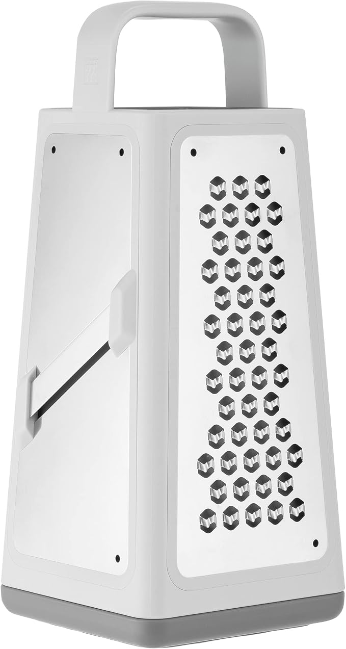 ZWILLING Z-Cut Tower Multifunctional Box Grater, Faster Grating Technology, Cheese Grater, Zester, Garlic grater, Slicer, Rasp Grater and more, Gray
