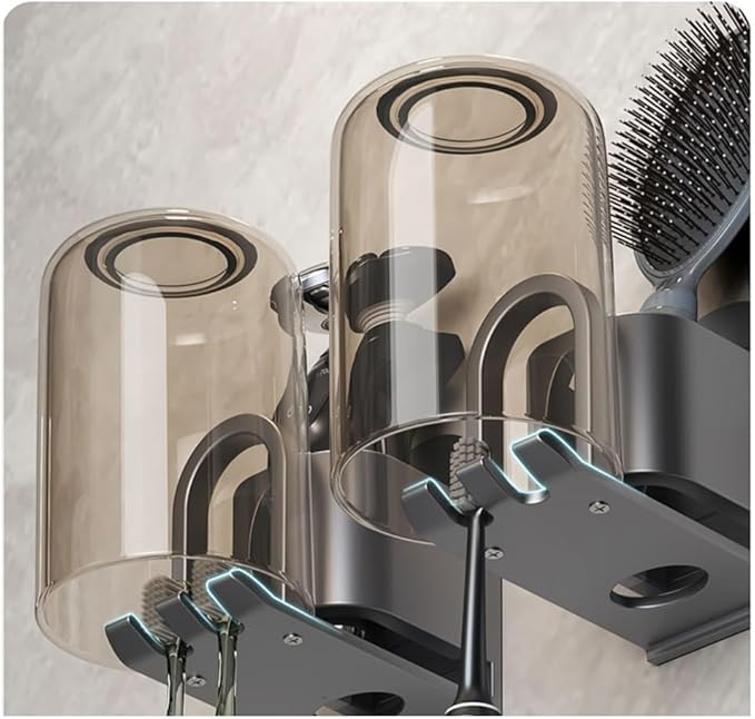 Toothbrush Rack Toothbrush Rack Free Punching Mouthwash Cup Wall-mounted Toothbrush Cup Tooth Cylinder Wall-mounted Family Toothbrush Shelf Bathroom Toothbrush Holder, Small