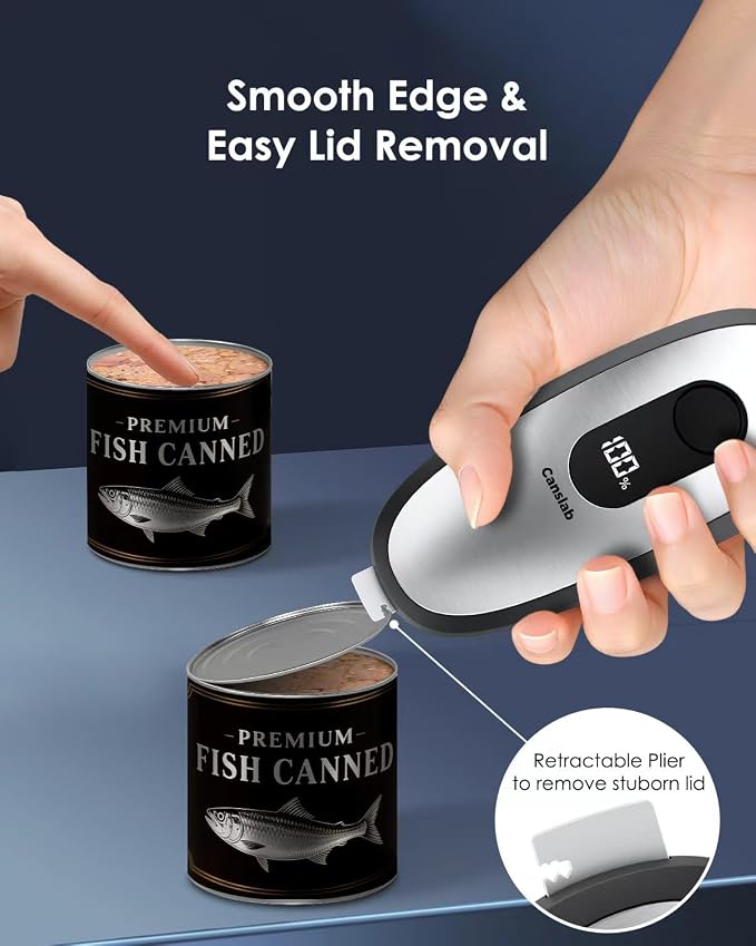 Canslab IRON Electric Can Opener, with LED Battery Track, Stainless Steel | Smart Auto Stop, Heavy-Duty, Wall-Mountable, Side Cut Smooth Edge, Professional-Grade Blade, USB-C Rechargeable, Hands-Free