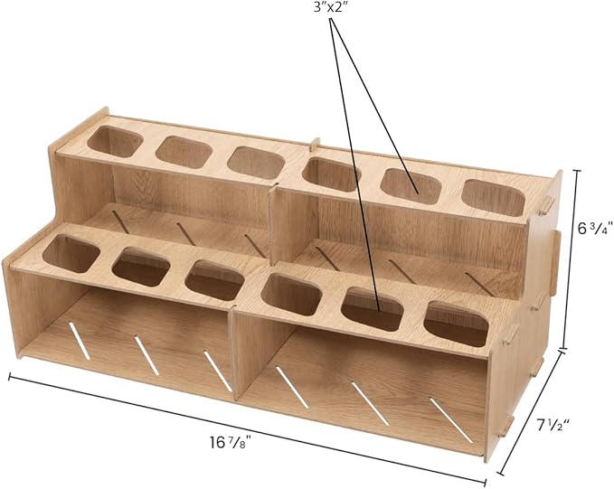 HG Art Concepts Mezzo Artist Paint and Brush Racks - Wood Grain Laminate Multi Layer Desk Stand Professional Storage Display Organizer for Paintbrushes & Large Tubes - 3 Pack