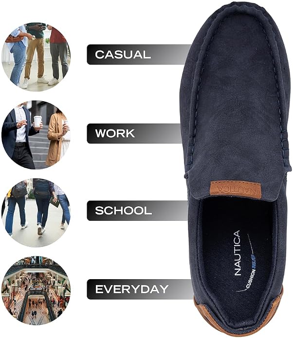 Nautica Men's Slip-On Loafers Casual Moc Toe Sneakers Boat Shoes Slipper for Men – Lightweight & Comfortable - Derwin