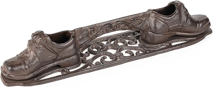 Sungmor Vintage Cast Iron Boot Scraper,Heavy Duty Rustic Brown Shoes Boot Cleaner,Farmhouse Front Door Shoe Scrubber Mat,Decorative Garden Mud Cleaner