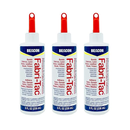 Three-Pack Beacon Fabri-Tac Permanent Adhesive, 8 Ounce