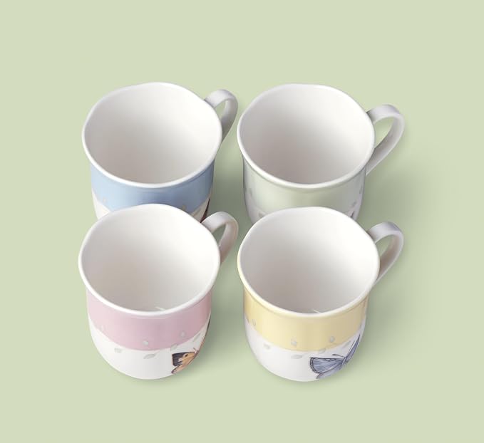 Lenox Butterfly Meadow Colors Porcelain Mug Set for 4, 12oz | Dishwasher safe, microwave safe | floral design | coffee mug gift for coffee lovers | 10oz, gift for women