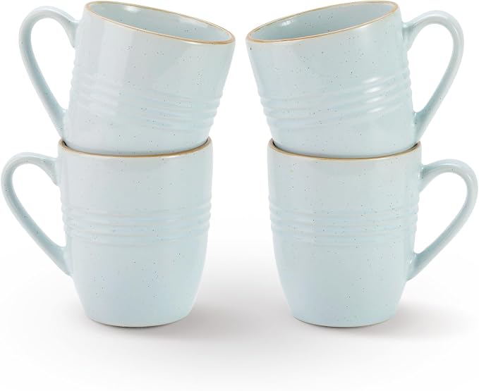 famiware Jupiter Coffee Mugs Set of 4, 13oz Coffee Mug, Microwave and Dishwasher Safe, Coffee Cups with Handle for Coffee, Tea, Cocoa, Milk, Light Blue