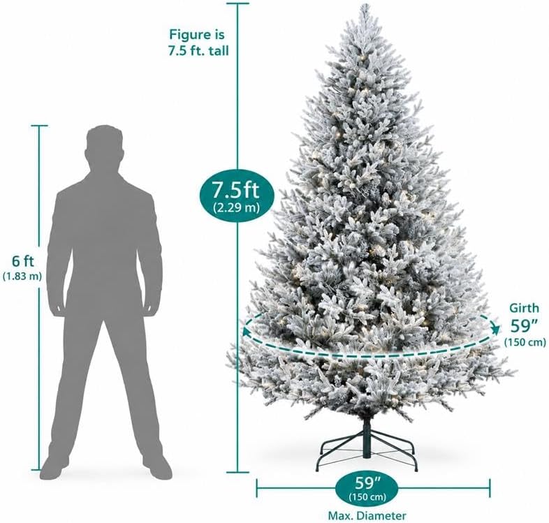 Naomi Home 7.5ft Frosted Christmas Tree with Lights