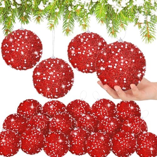 Lyrow 24 Pcs 4" Christmas Ball, Red