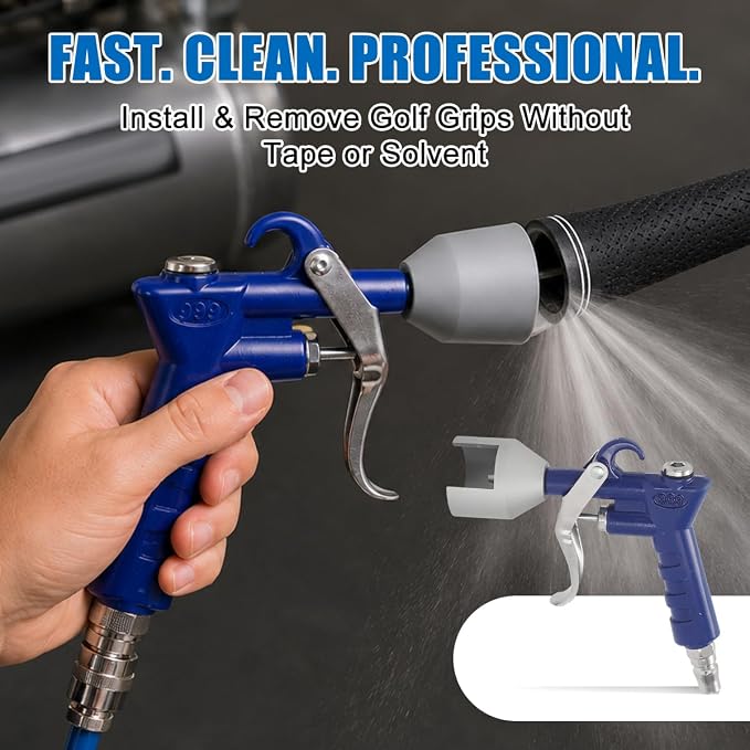 Golf Grip Installation Tool, Air Golf Grip Installer Gun & Removal Tool | No Tape No Solvent Required, for Golf Club Regripping & Grip Removal, Fits Standard Air Compressors (Compressor Not Included)