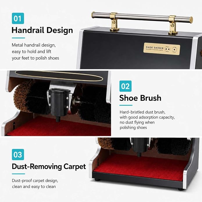 Electric Automatic Shoe Polisher Cleaner 80W | Automatic Shoe Polishing Machine Featuring Sensor, Oil Reservoir, Stainless Steel Design for Home and Hotels