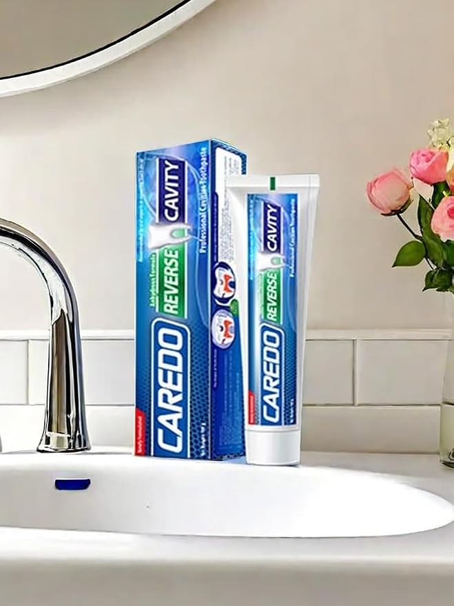 CAREDO Cavity Repair Toothpaste Cure Tooth Cavities Dental Caries Remineralizing with Hydroxyapatite Toothpaste Treatment Tooth Decay for Adults, Home School or Travel (New Flavor 100g*1), Grey White