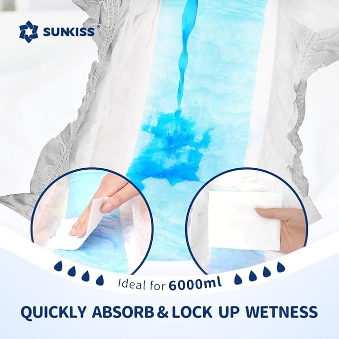 SUNKISS Masterpiece Adult Diapers with Tabs, Unisex Disposable Incontinence Briefs for Women and Men, Odor Control, Grey, S/M, 10 Count (Pack of 2)