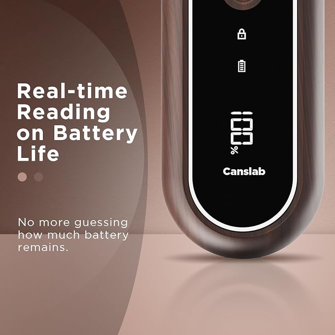 Canslab Turbo Rechargeable Electric Can Opener, LED Battery Life Display | Smart Auto Stop Can Opener for Seniors, Safe Touchable Smooth Edge, One Touch Hands-free, Wall-mountable, Walnut Wood Pattern